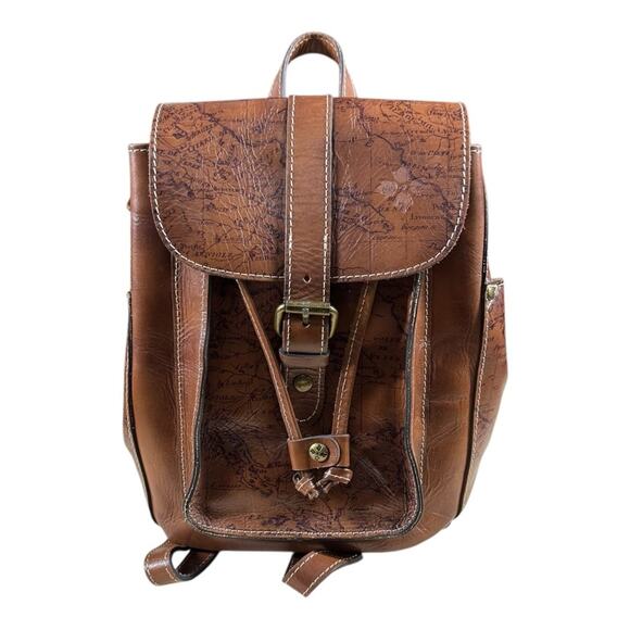 Patricia Nash Casape Leather Backpack In Signature Map Print - Picture 1 of 7